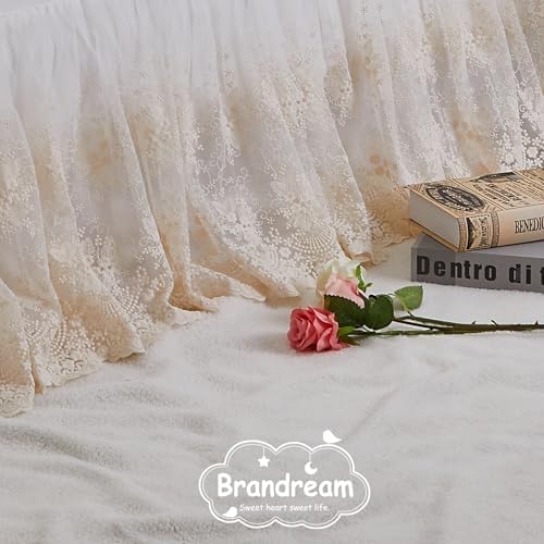Brandream Boho Crib Bed Skirt - Beige Cream 4-Sided