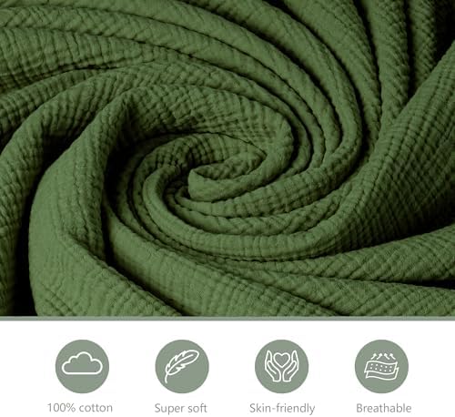 Coreeky Baby Muslin Bassinet Sheets 3 Pack Leaf Green