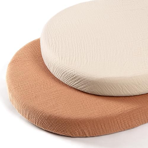 lulumoon Muslin Cotton Bassinet Sheets Neutral for Boys and Girls