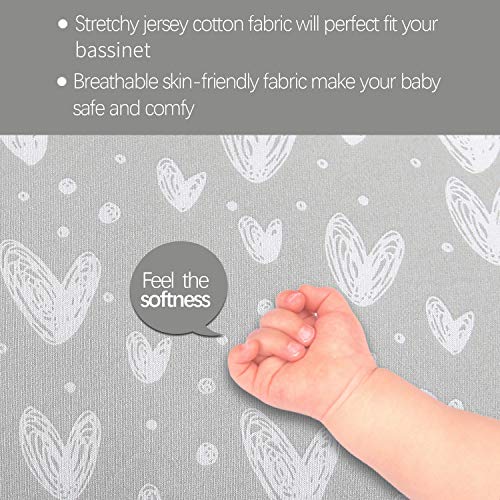 Biloban Bassinet Sheets 2 Pack Grey White Print 1