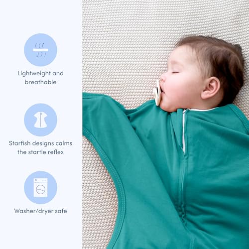 SleepingBaby Zipadee-Zip Transition Swaddle - Classic Teal Medium 6-12 Months