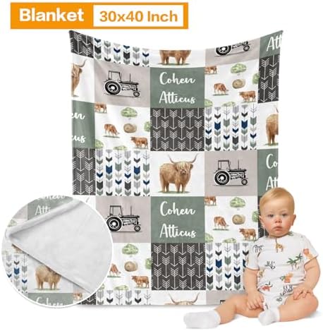 Personalized Crib Bedding Set for Boys - Highland Cow Theme with Name
