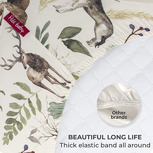 Pobibaby 2 Pack Bassinet Sheets - Woodland Print Ultra-Soft Cotton Blend