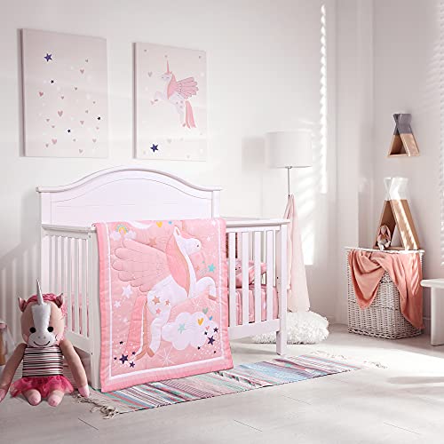 UOMNY Crib Bedding Set Girls - Pink Star 3 Piece