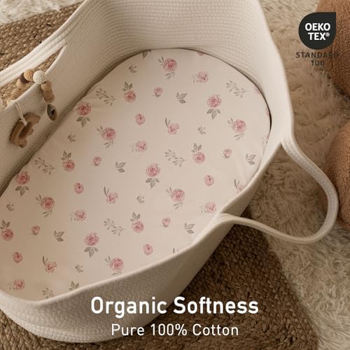GLLQUEN Baby Bassinet Sheets 2 Pack Pink