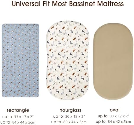 PHF 3 Pack Bassinet Sheets with Pet Dogs Design
