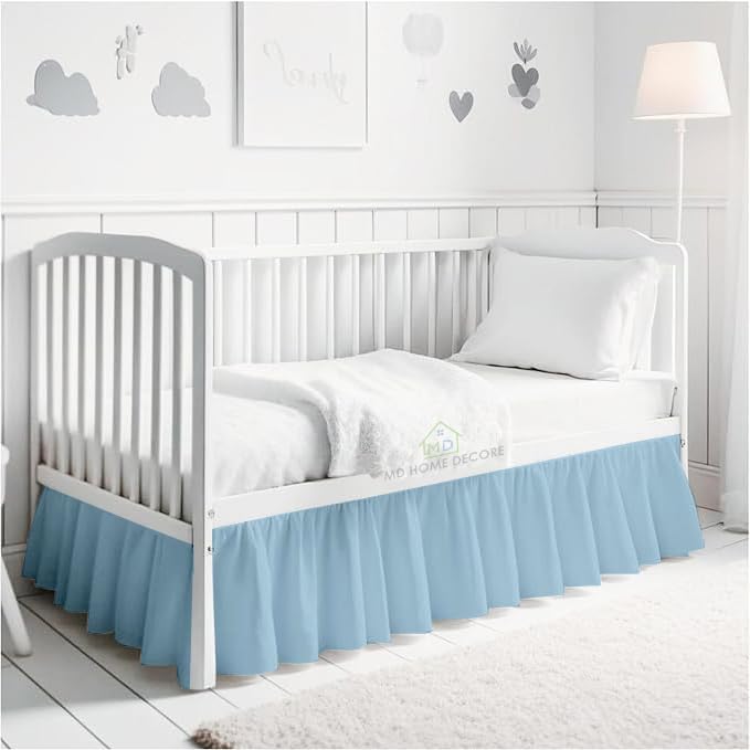 MD Home Decore Crib Bed Skirt Dust Ruffle - Light Blue