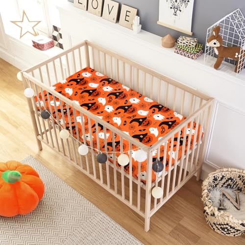 UOMNY Halloween Pumpkin Crib Sheet 52x28 Inch