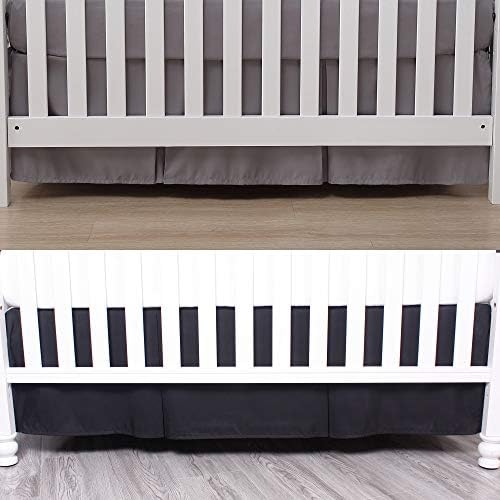 Belsden 2 Pack Crib Skirts with Split Corners Grey Black