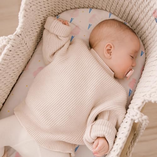 Yoofoss Bassinet Sheets 3-Pack Pink and Floral