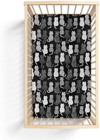 Stylish Cat Print Fitted Crib Sheets for Baby