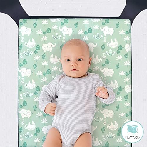 The Peanutshell 3-Pack Green Safari Playard Sheets