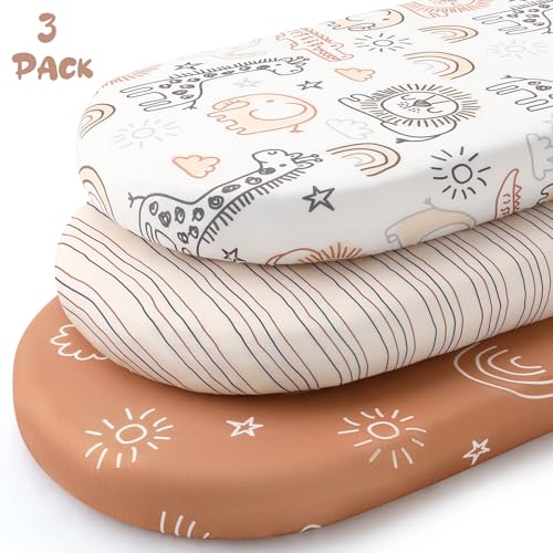 Yoofoss Bassinet Sheets 3-Pack Brown Animals