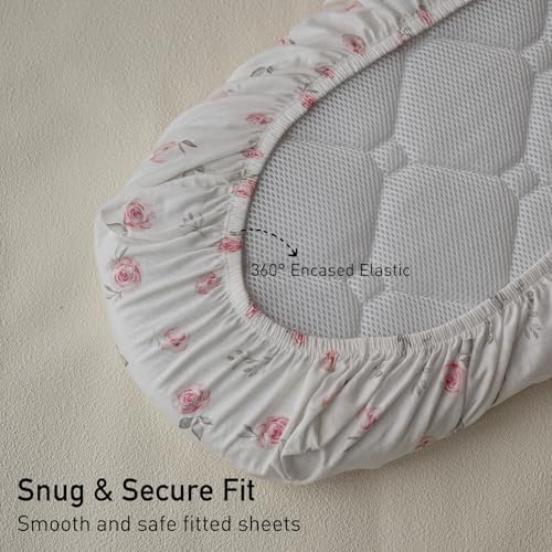 GLLQUEN Baby Bassinet Sheets 2 Pack Pink
