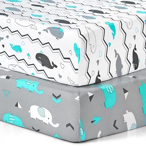 BROLEX 2 Pack Mini Crib Sheets for Baby Toddler