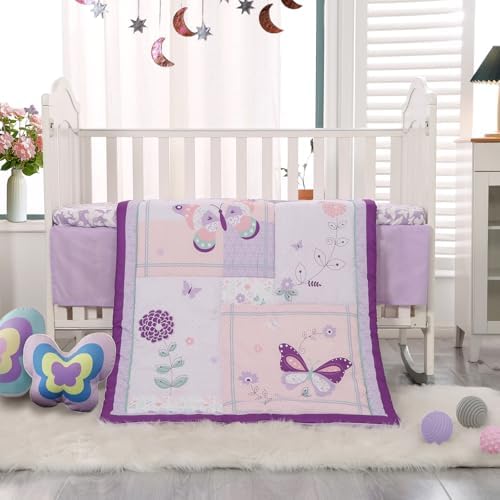 Wowelife Butterfly Crib Bedding Set for Girls