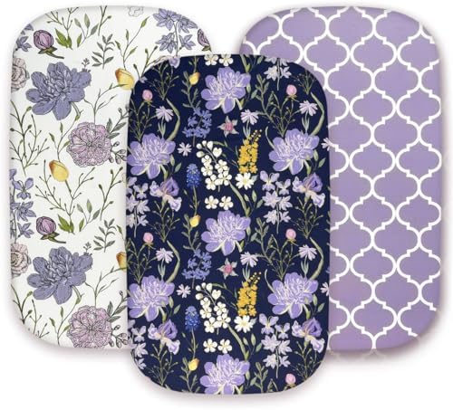 AMROSE 3 Pack Bassinet Sheets 33 x 20