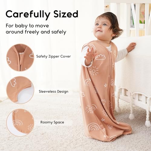 Yoofoss Organic Cotton Sleep Sack 6-12 Months 3 Pack 2-Way Zipper