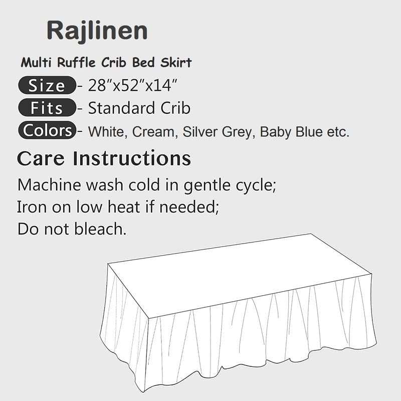 Rajlinen Ruffled Crib Bed Skirt Microfiber 14 Drop Ivory