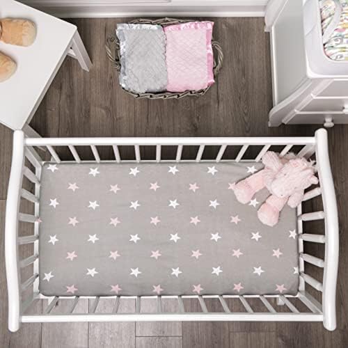 EVERYDAY KIDS 2 Pack Cradle Sheets - Pink Purple Owl Heart Star 100 Cotton