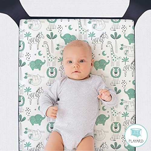 The Peanutshell 3-Pack Green Safari Playard Sheets