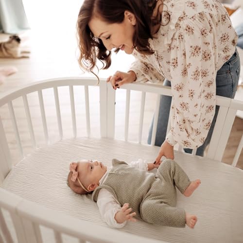 lulumoon Muslin Cotton Bassinet Sheets Neutral for Boys and Girls