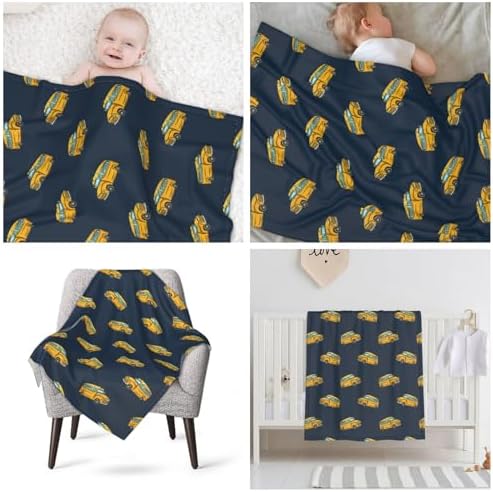 School Bus Baby Blanket 30x40 - Soft Flannel Fleece Throw