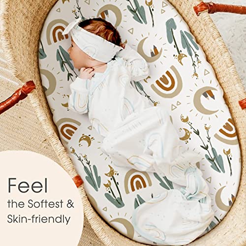 GRSSDER Ultra Soft Stretchy Bassinet Sheets Set 2 Pack