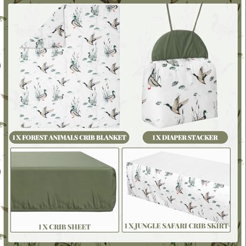 Oudain 4-Piece Mallard Duck Crib Bedding Set 1