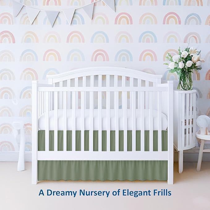 Silentnight Crib Ruffle Bed Skirt Microfiber - Sage Solid