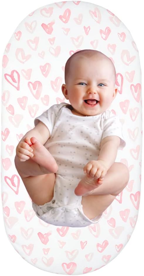 Soft Stretchy Bassinet Sheet for Baby Heart Design