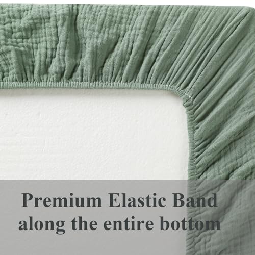 2 Pack Muslin Bassinet Sheets for Baby Roman Green Botanical Leaf