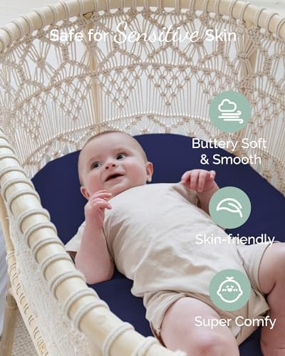 TotCare Bassinet Sheets 3 Pack - Navy Grey Cloud 1