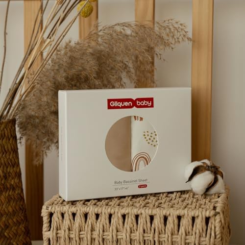 GLLQUEN Baby Bassinet Sheets 2 Pack - 33x17 Khaki