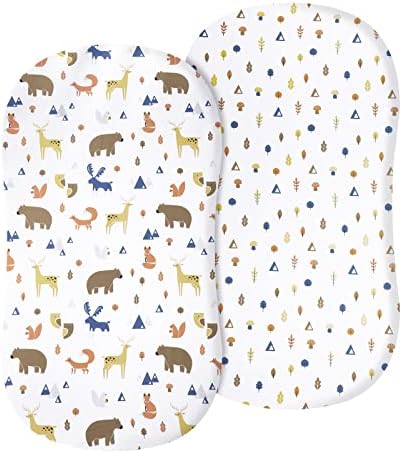 Davids Kids 100 Cotton Bassinet Sheets 2 Pack Woodland Animals
