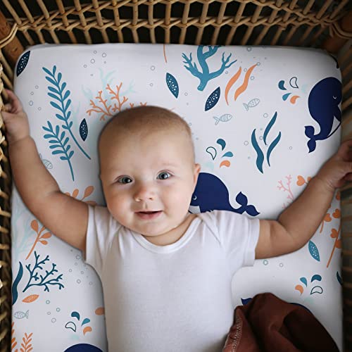 GLLQUEN Baby Bassinet Sheets Set 2-Pack Sea Lions 1
