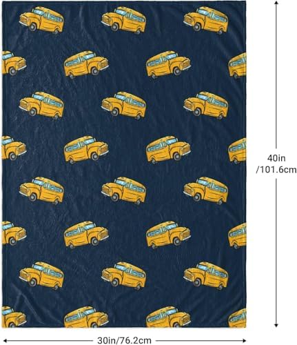 School Bus Baby Blanket 30x40 - Soft Flannel Fleece Throw