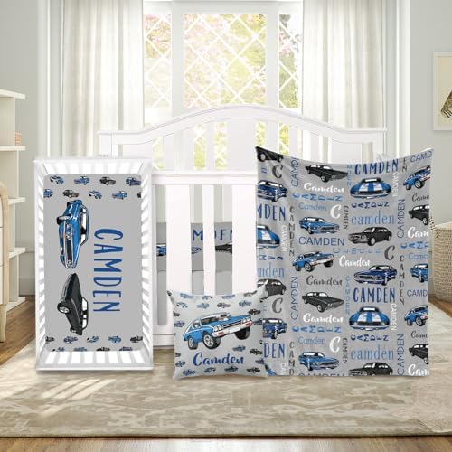 Custom Crib Bedding Set 3 Piece - Cars Design for Baby