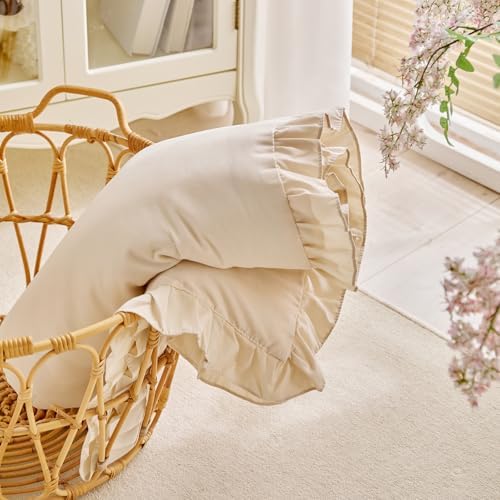 UOZZI BEDDING Ruffled Crib Comforter - 43x60 Cream