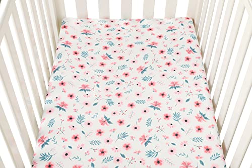 Tontukatu Bassinet Sheet Set 2 Pack Ultra Soft Floral Pink