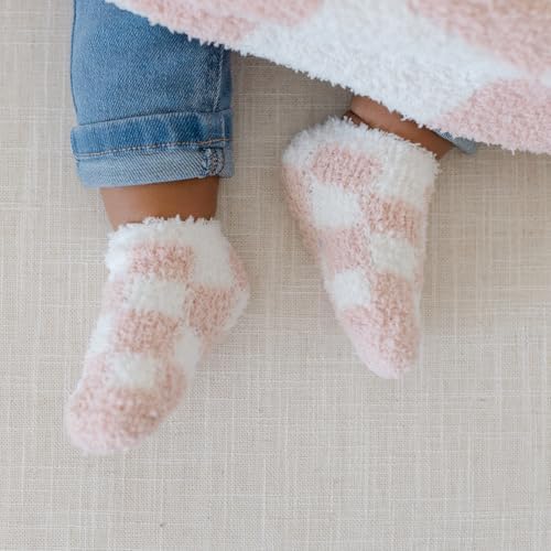 Orelle Pink Checkered Baby Blanket Socks Set 1