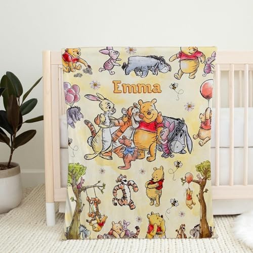 Personalized Pooh Bear Blanket with Name 1