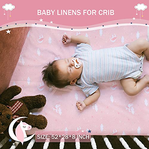 UOMNY Crib Bedding Set Girls - Pink Star 3 Piece