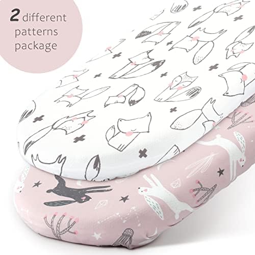 GRSSDER Ultra Soft Stretchy Bassinet Sheet Set 2 Pack 1