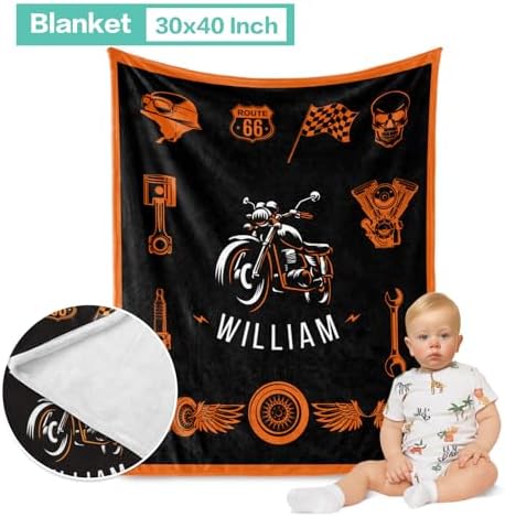Custom Crib Bedding Set 3 Piece - Motorcycle Design for Newborns