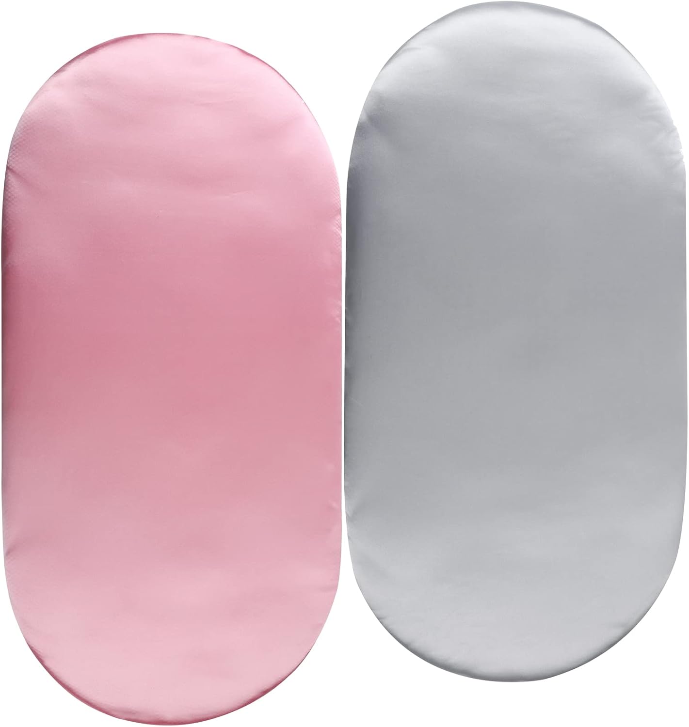 Satin Bassinet Sheet Set 2 Pack Ultra Soft Lt Grey Pink