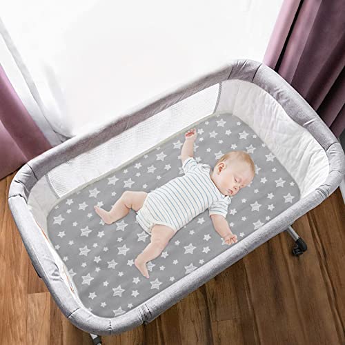 Moonsea Waterproof Bassinet Sheets 2 Pack Grey White