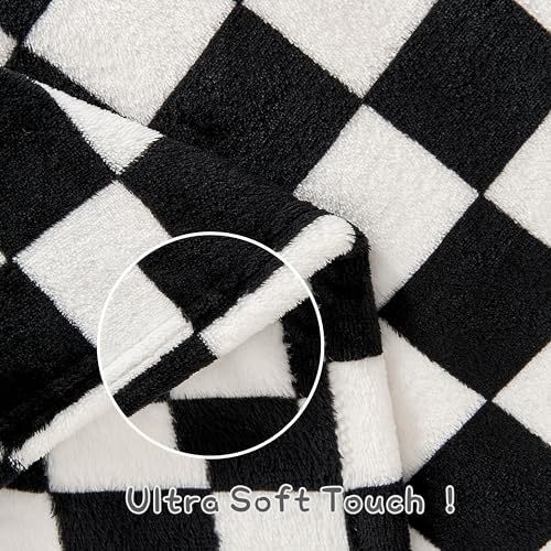 Yurhap Checkered Baby Blanket Fleece 30x40 Black