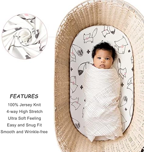 GRSSDER Ultra Soft Stretchy Bassinet Sheet Set 2 Pack 1