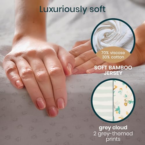 Premium Bassinet Sheets 2 Pack - Soft Bamboo Jersey Breathable and Durable